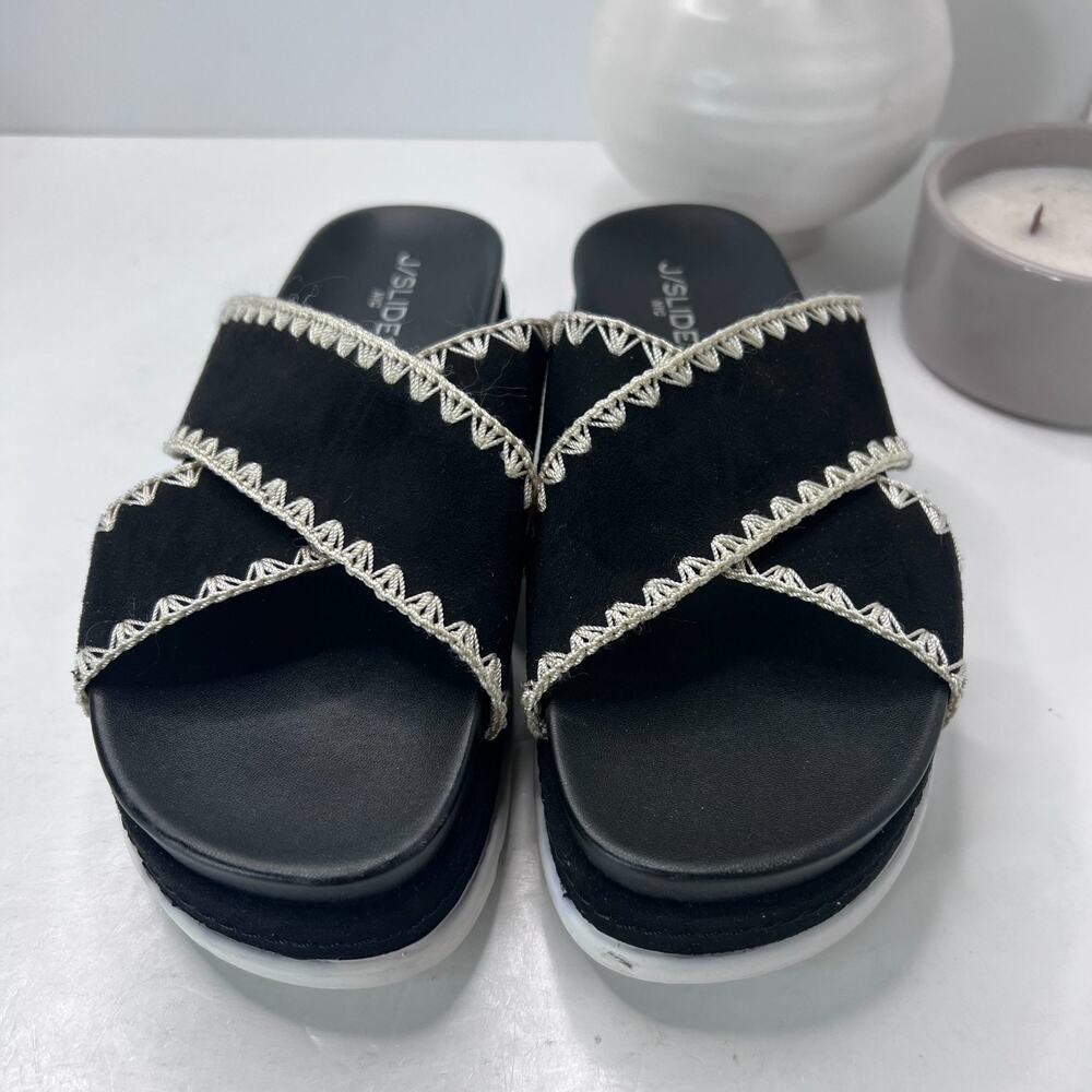 J/Slides Boo Platform Slides Sandals Black Criss … - image 5